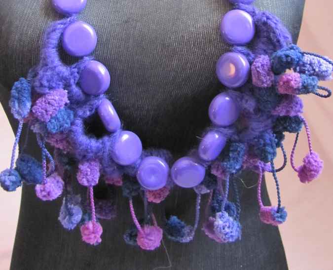 large image of art item: accessory – chestpiece necklace crochet beads purple