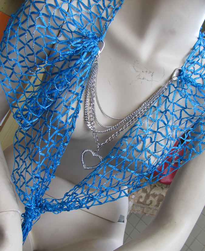 large image of art item: accessory – chestpiece necklace blue net