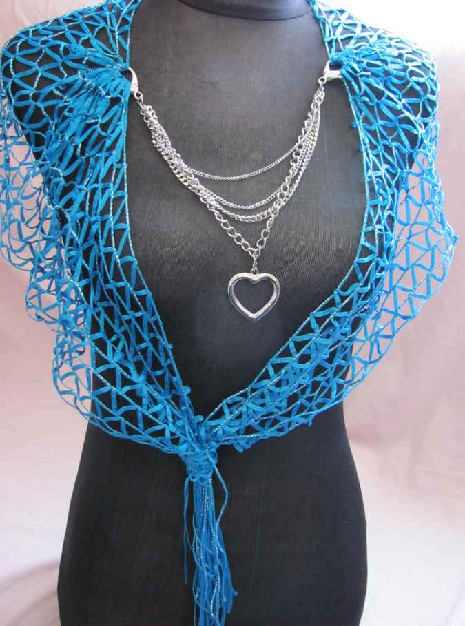 large image of art item: accessory – chestpiece necklace blue net