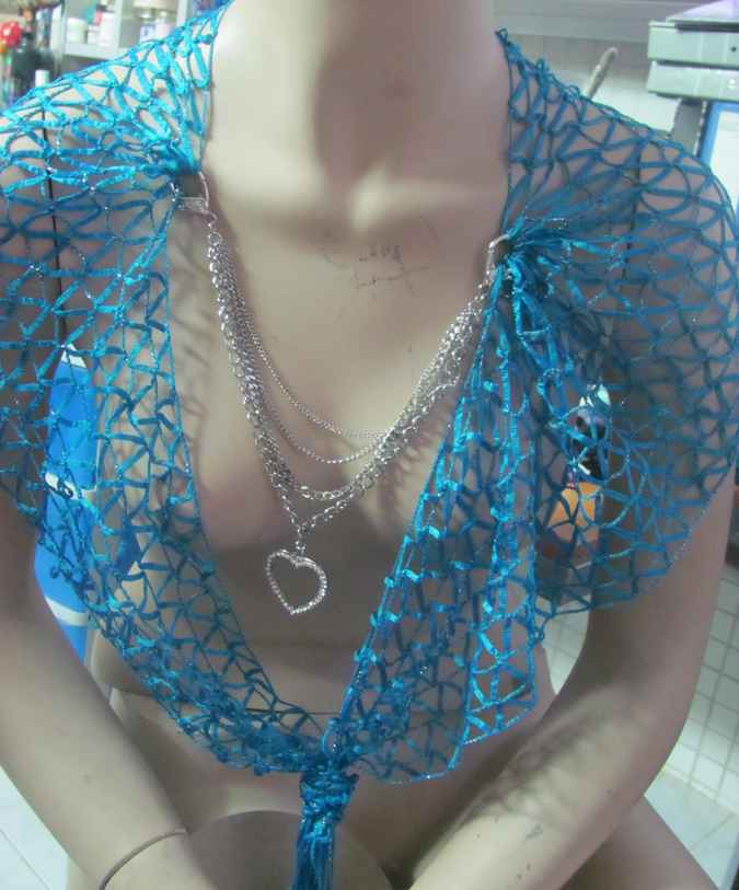 large image of art item: accessory – chestpiece necklace blue net