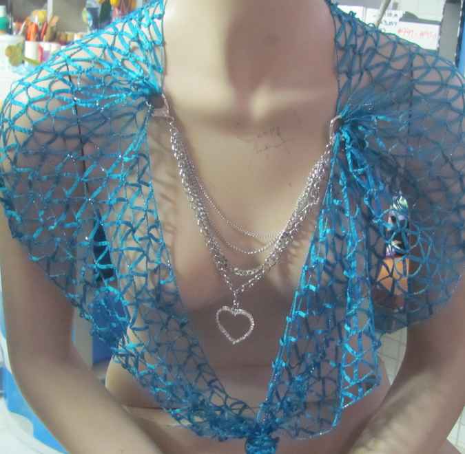 large image of art item: accessory – chestpiece necklace blue net