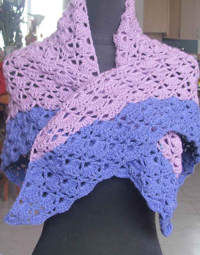 large image of art item: accessory – shawl crochet purple pink