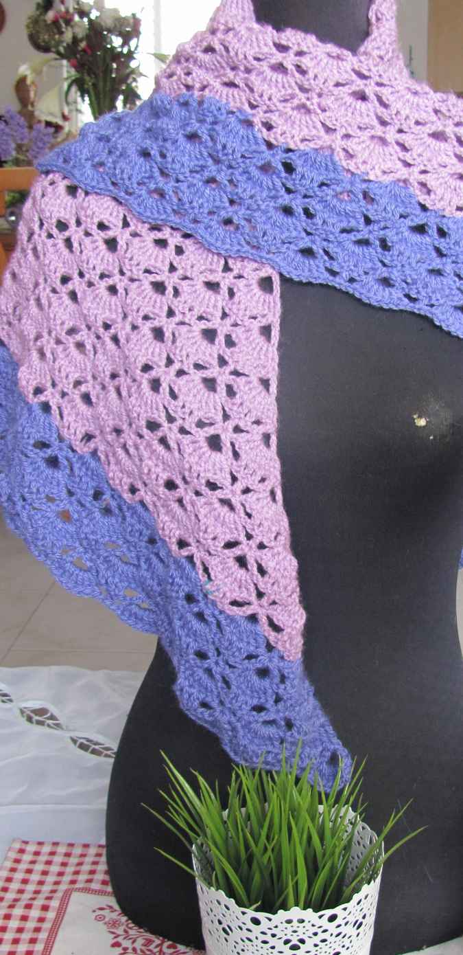 large image of art item: accessory – shawl crochet purple pink