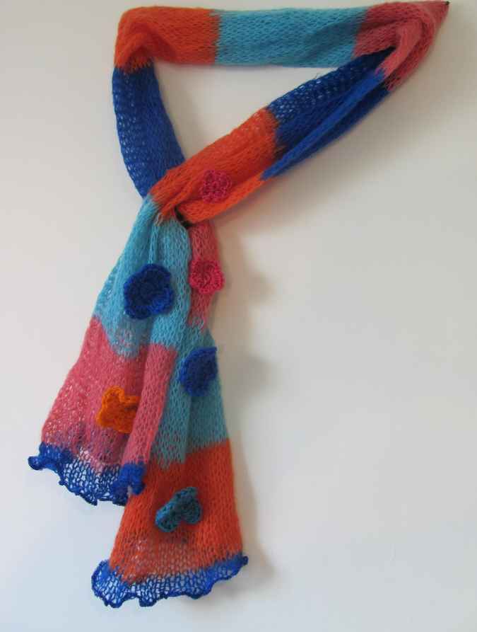 large image of art item: accessory – scarf orange blue pink