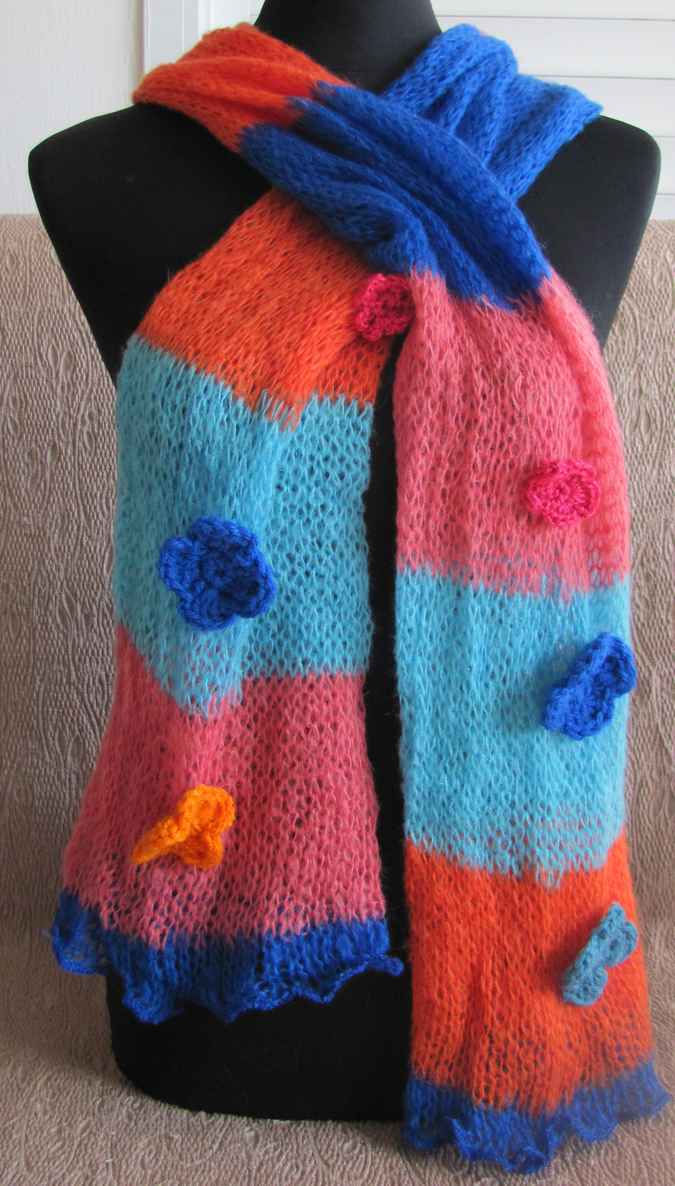 large image of art item: accessory – scarf orange blue pink