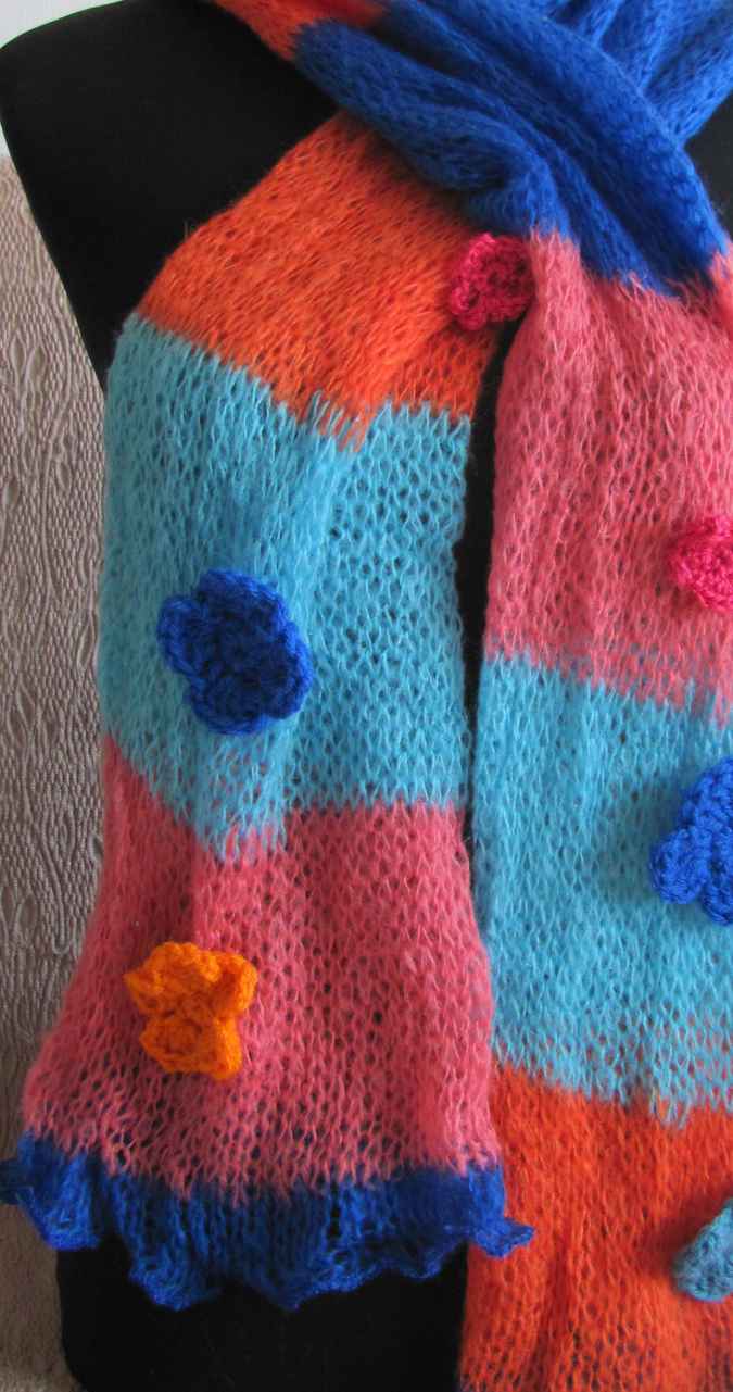 large image of art item: accessory – scarf orange blue pink