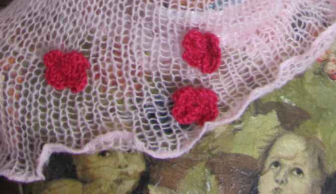 large image of art item: accessory – scarf pink flowers crochet