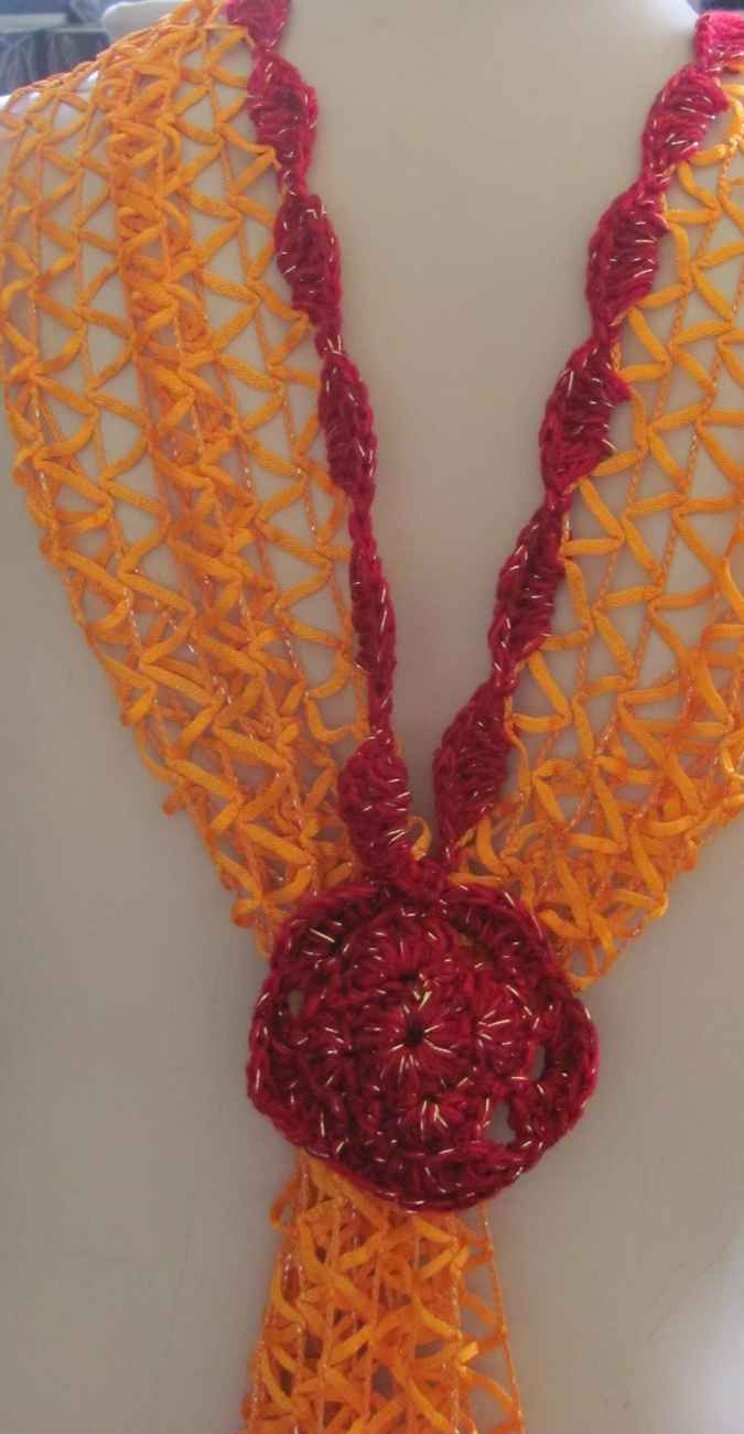 large image of art item: accessory – scarf net yellow red