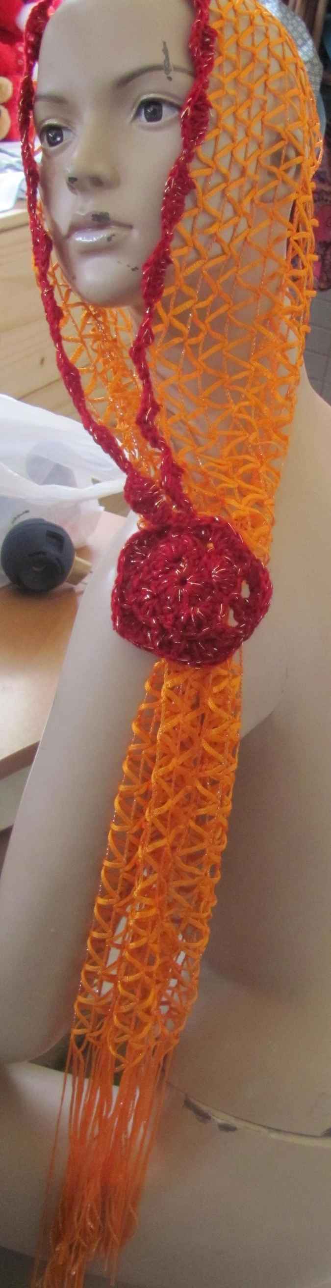 large image of art item: accessory – scarf net yellow red