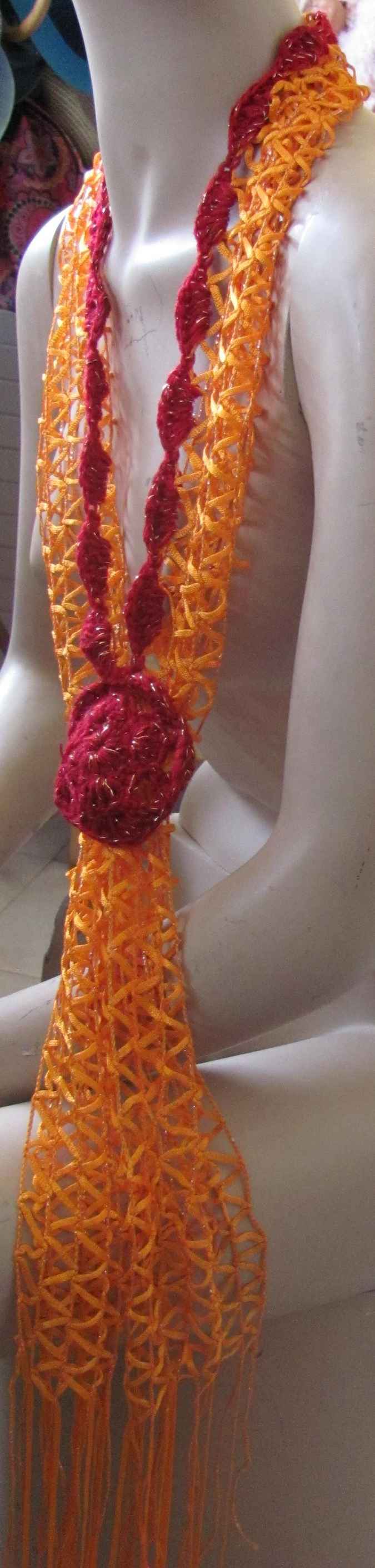 large image of art item: accessory – scarf net yellow red