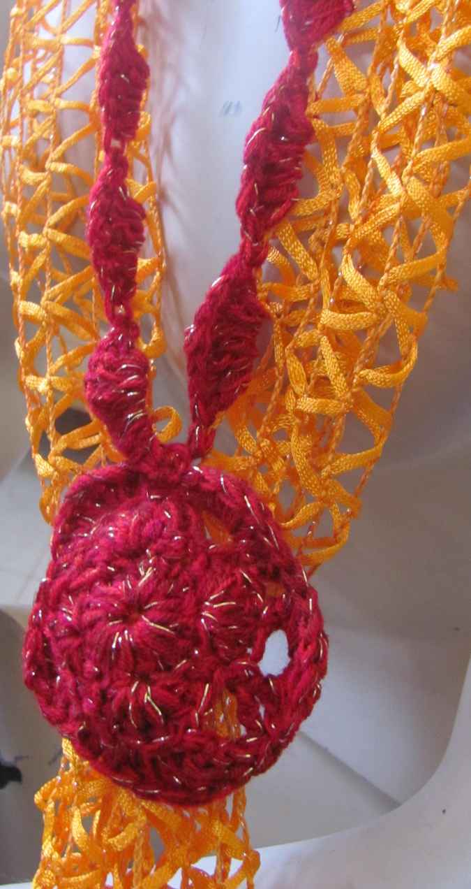 large image of art item: accessory – scarf net yellow red