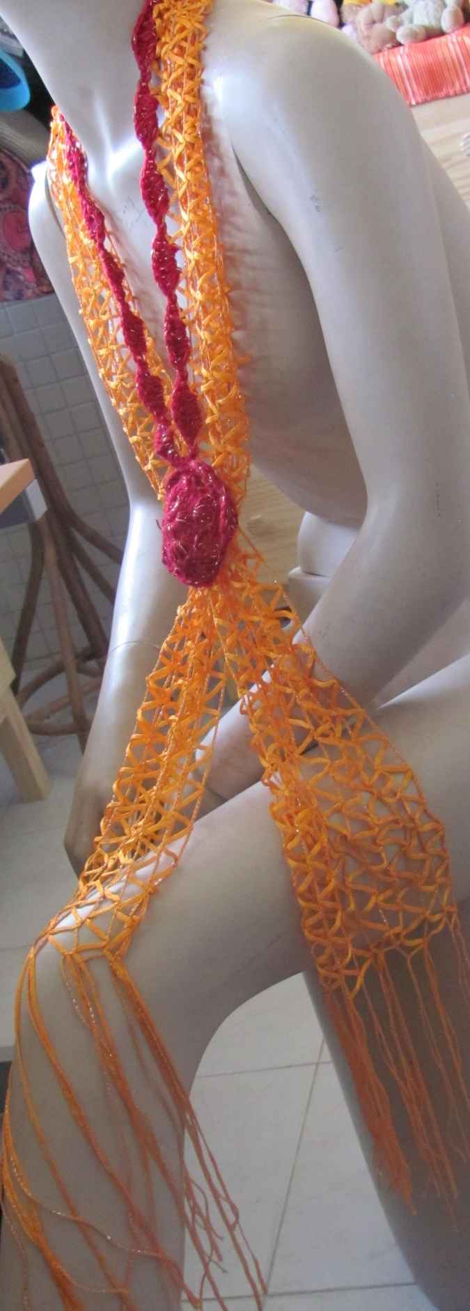 large image of art item: accessory – scarf net yellow red