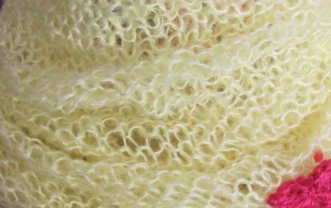 large image of art item: accessory – scarf yellow flowers crochet