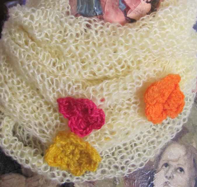 large image of art item: accessory – scarf yellow flowers crochet