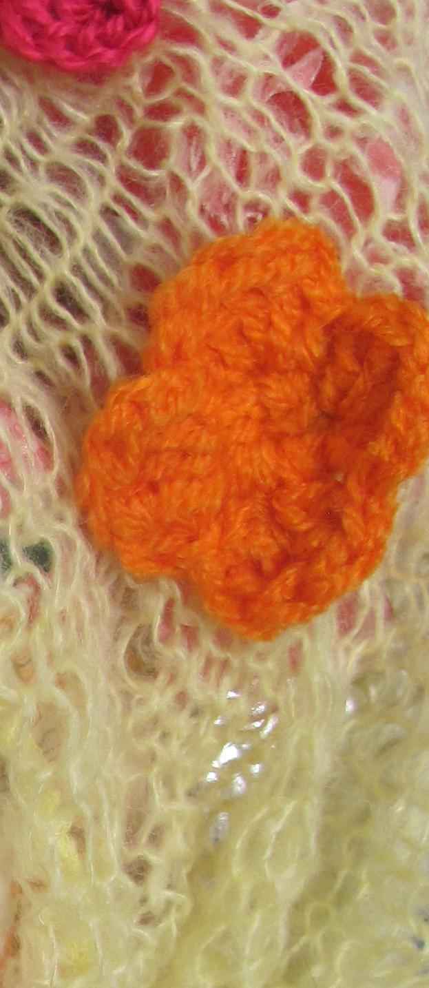 large image of art item: accessory – scarf yellow flowers crochet