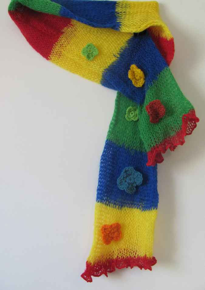 large image of art item: accessory – scarf yellow green blue red