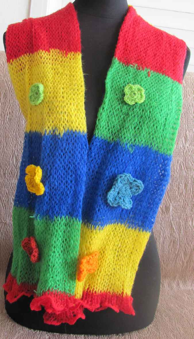 large image of art item: accessory – scarf yellow green blue red