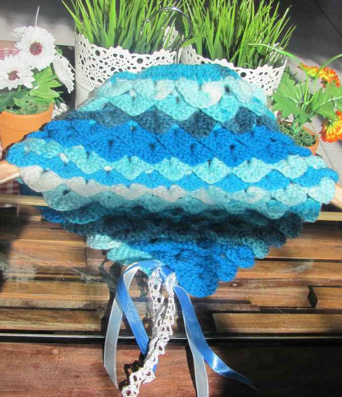 large image of art item: accessory – capelet crochet blue cyan white