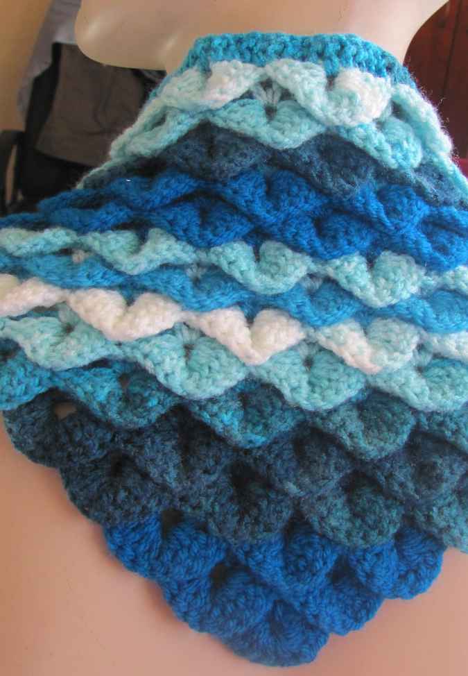 large image of art item: accessory – capelet crochet blue cyan white
