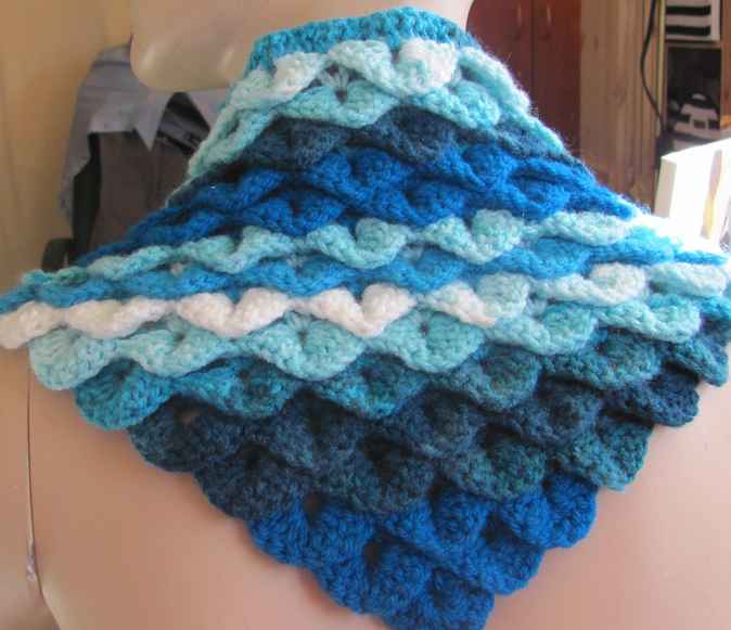large image of art item: accessory – capelet crochet blue cyan white