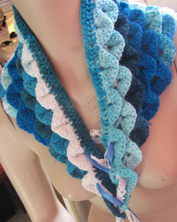 large image of art item: accessory – capelet crochet blue cyan white