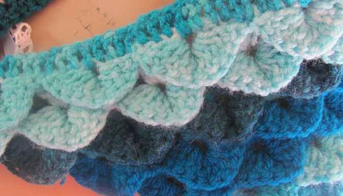 large image of art item: accessory – capelet crochet blue cyan white