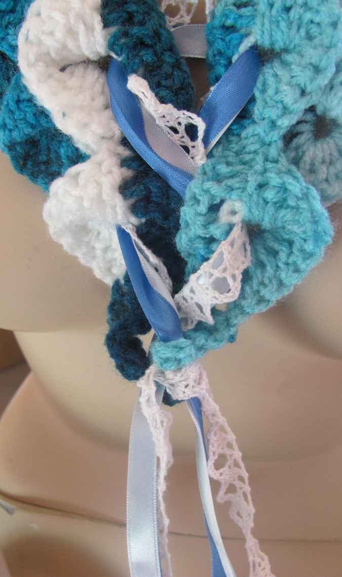 large image of art item: accessory – capelet crochet blue cyan white