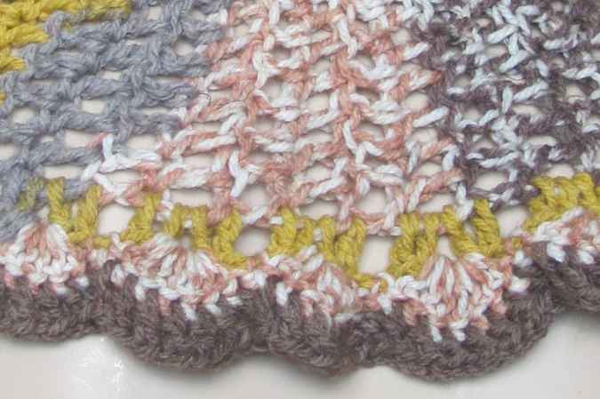 large image of art item: accessory – capelet crochet brown yellow ochre buttons