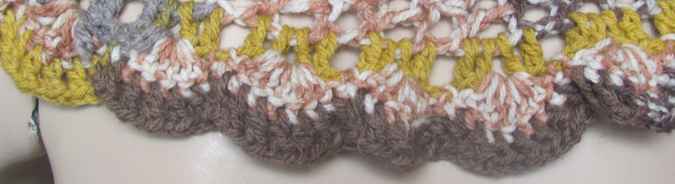 large image of art item: accessory – capelet crochet brown yellow ochre buttons
