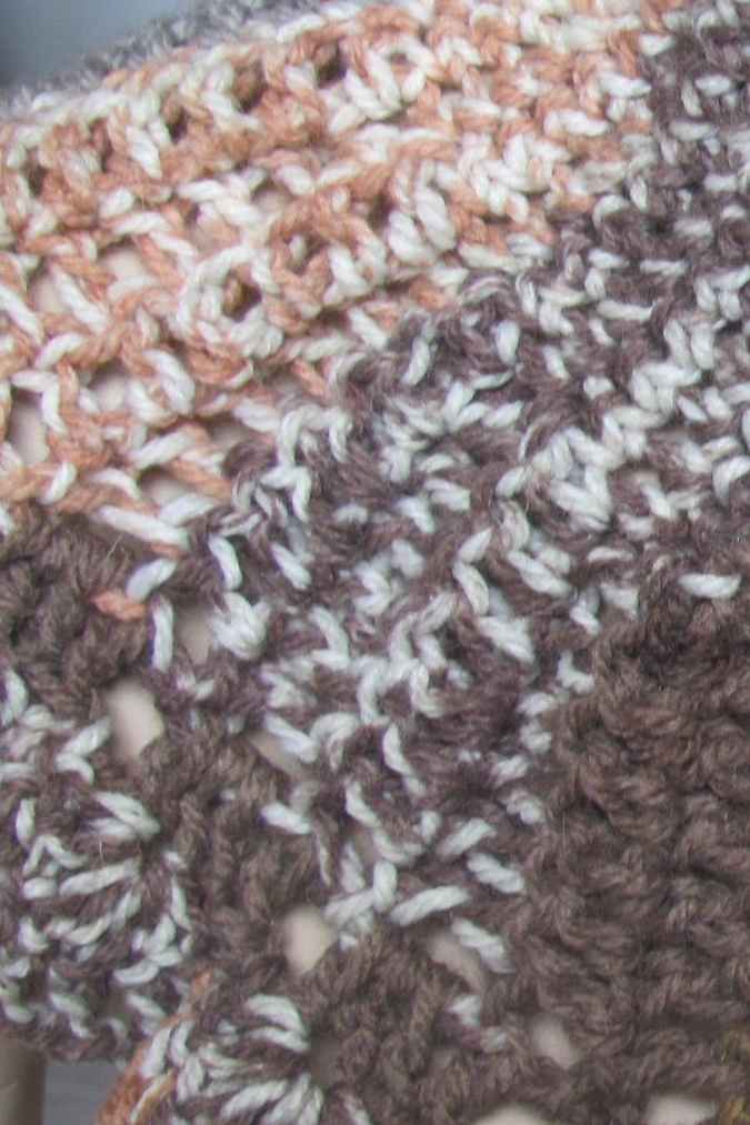 large image of art item: accessory – capelet crochet brown yellow ochre buttons