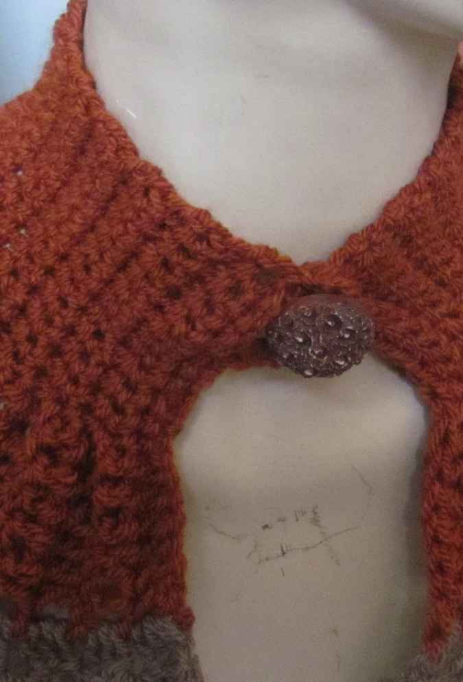large image of art item: accessory – capelet crochet brown gray