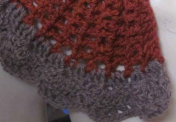 large image of art item: accessory – capelet crochet brown gray