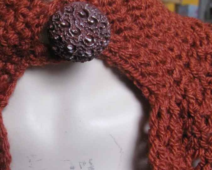 large image of art item: accessory – capelet crochet brown gray