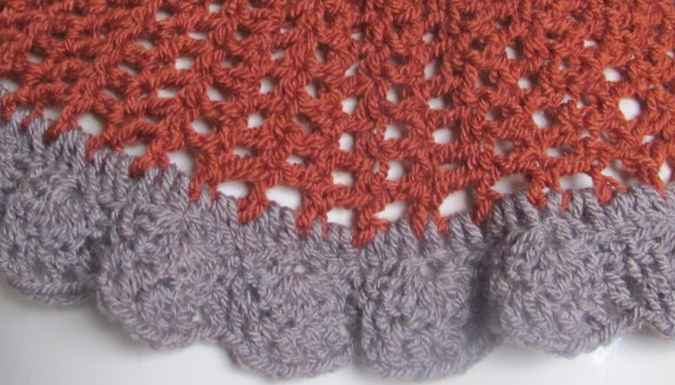 large image of art item: accessory – capelet crochet brown gray
