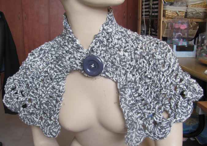 large image of art item: accessory – capelet gray black white
