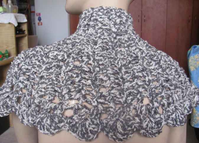 large image of art item: accessory – capelet gray black white