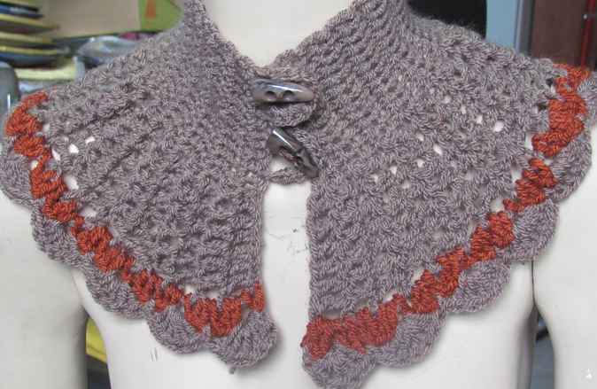 large image of art item: accessory – capelet gray brown