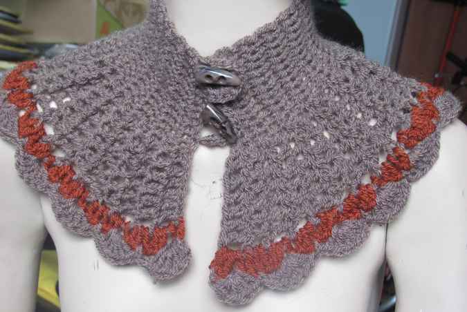 large image of art item: accessory – capelet gray brown