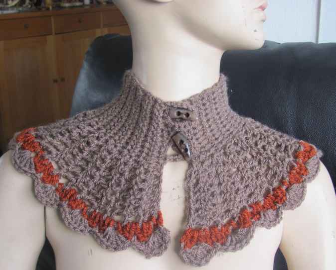 large image of art item: accessory – capelet gray brown