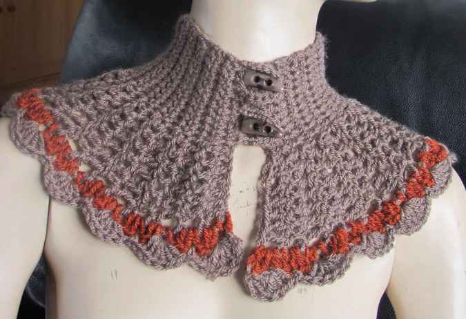 large image of art item: accessory – capelet gray brown