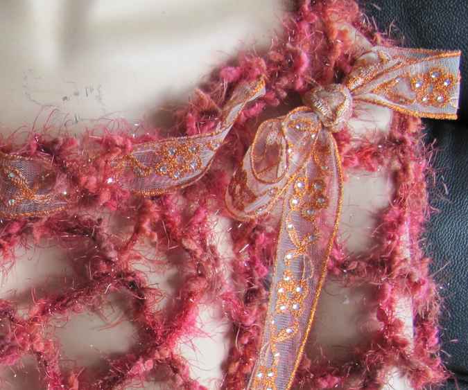 large image of art item: accessory – capelet net crochet red