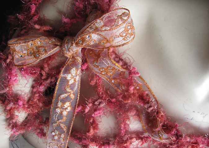 large image of art item: accessory – capelet net crochet red