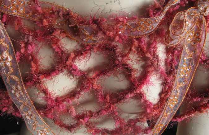 large image of art item: accessory – capelet net crochet red