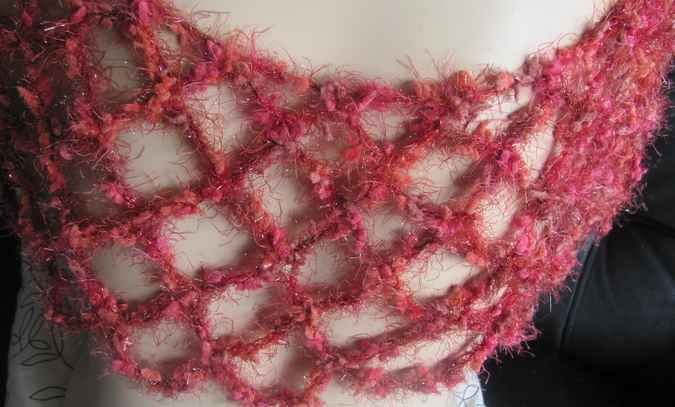large image of art item: accessory – capelet net crochet red