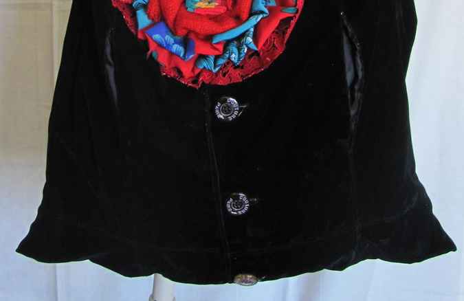 large image of art item: bag – black buttons flower red cyan