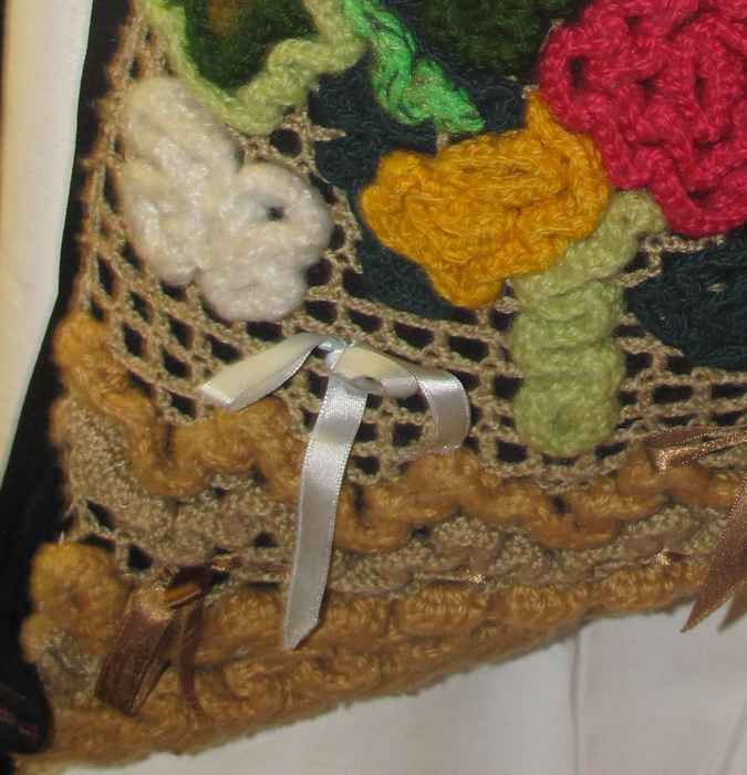 large image of art item: bag – black crochet flowers and patterns