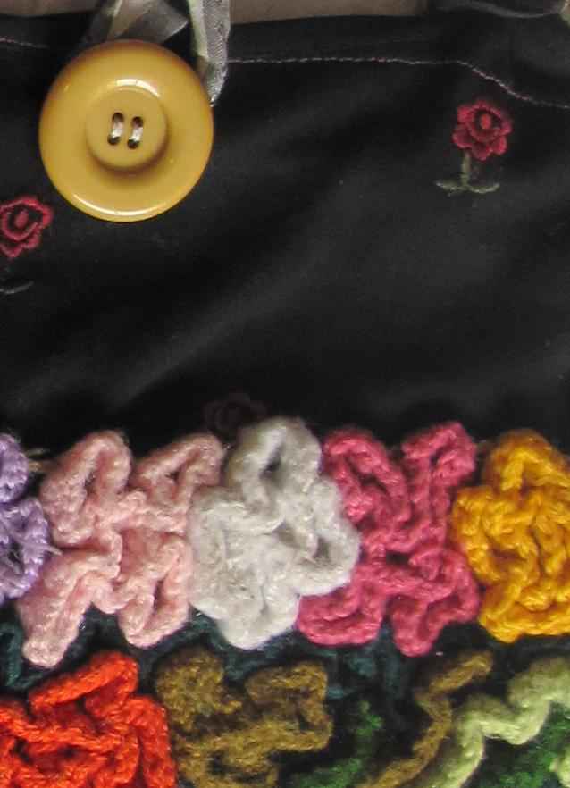 large image of art item: bag – black crochet flowers and patterns
