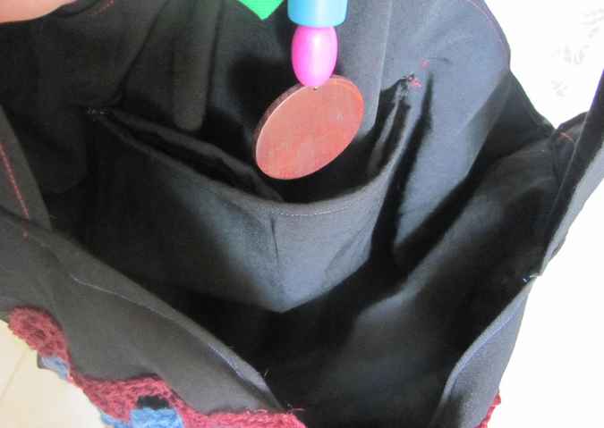 large image of art item: bag – black crochet green pink blue beads