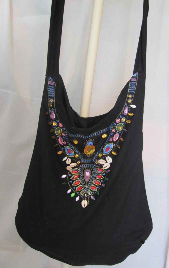 large image of art item: bag – black crystals colorful