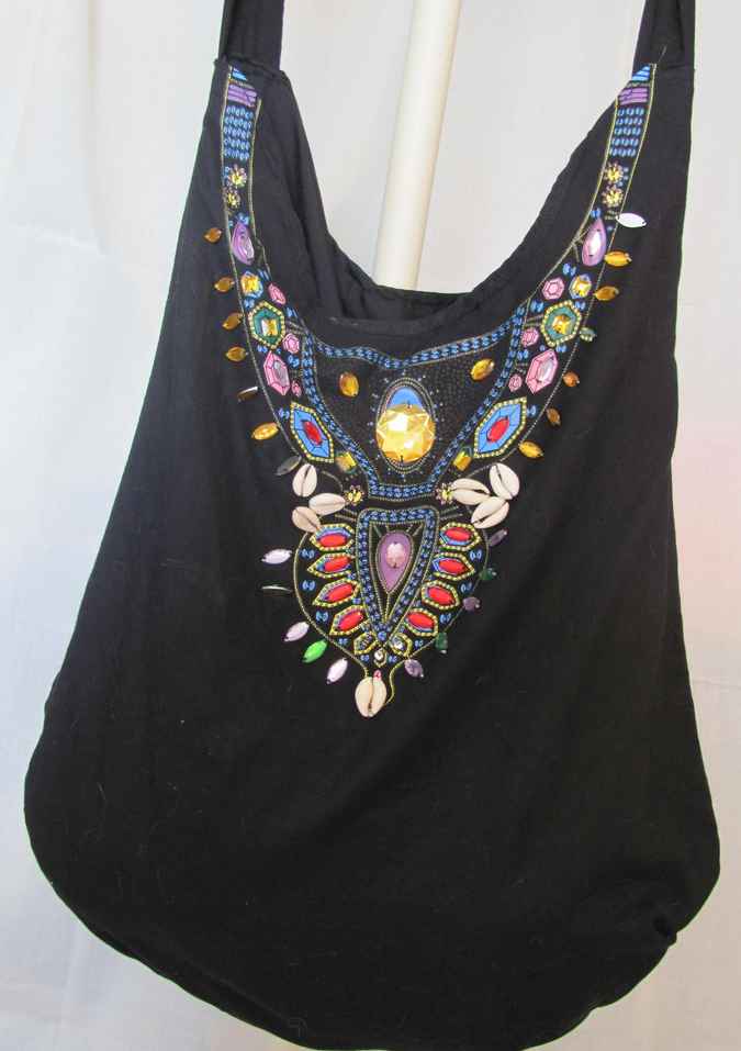 large image of art item: bag – black crystals colorful